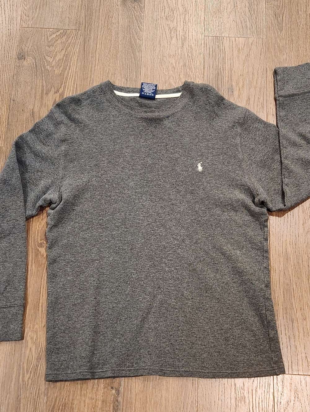 Polo Ralph Lauren Dark Gray Waffle Knit Thermal Sleepwear Shirt - Large